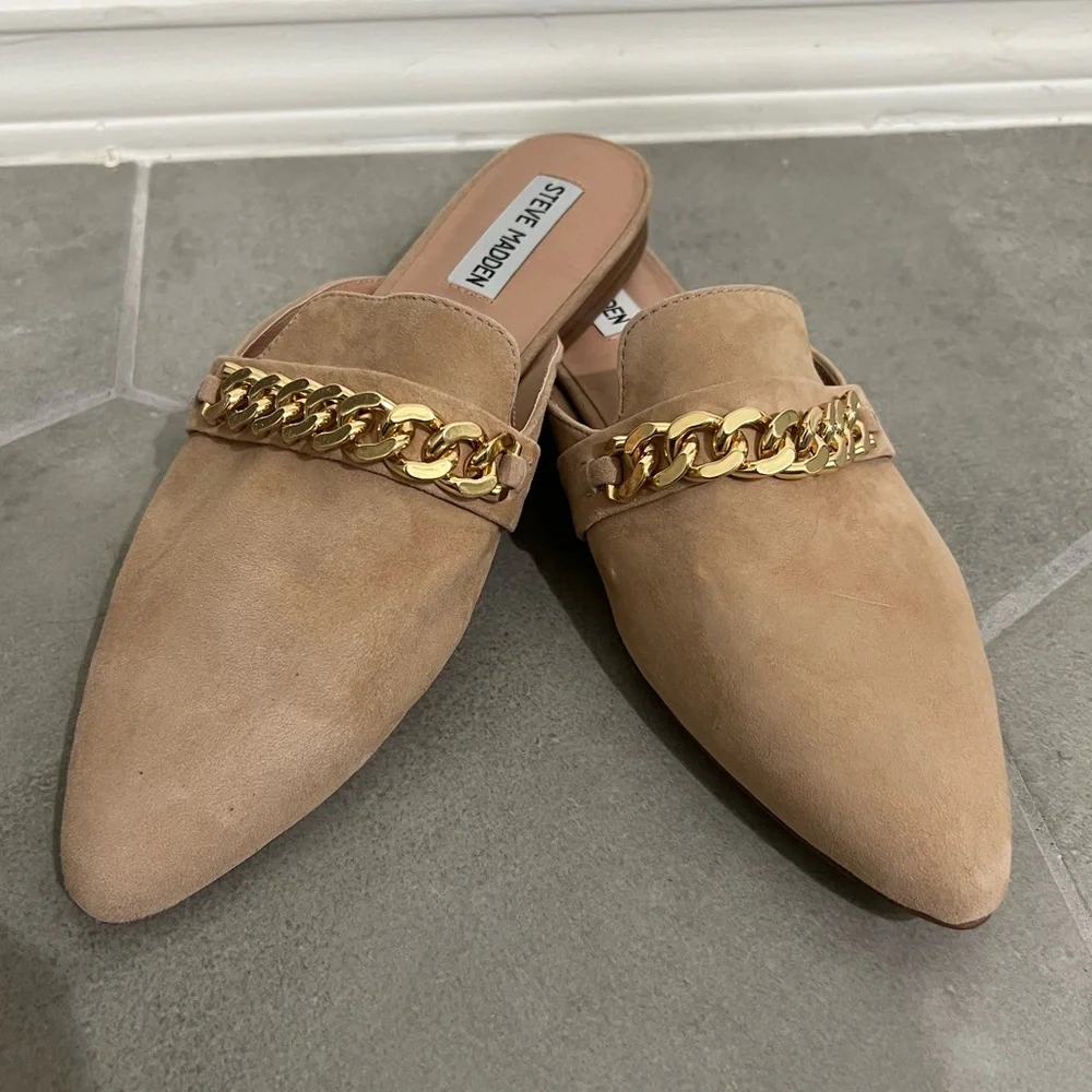 Steve Madden tan pointed toe chain flats - Picture 3 of 11